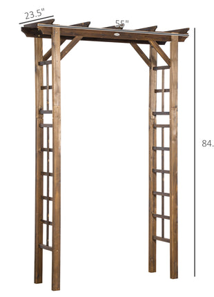 85" Wooden Garden Arbor for Wedding and Ceremony, Outdoor Garden Arch Trellis for Climbing Vines - Carbonized