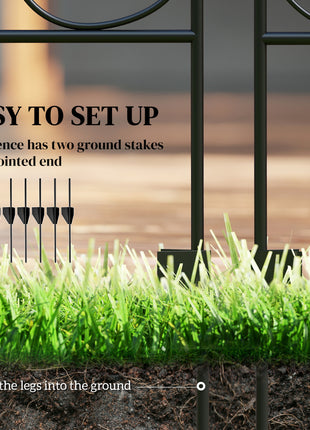 Garden Fence, 4 Pack Steel Fence Panels, 11.5' L x 43" H, Rust-Resistant Decorative Border Flower Edging for Yard, Landscape, Patio, Outdoor Decor, Wavey Vines