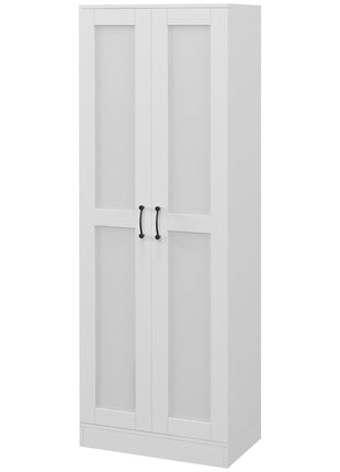 White Storage Cabinet with Adjustable Shelves and Tall Design, for Kitchen Storage , Perfect for Home Use and Family Organization
