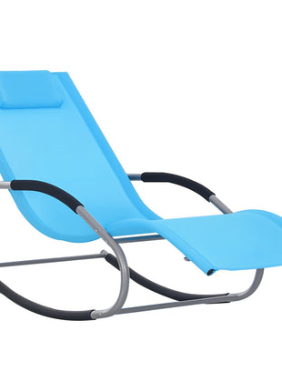 Zero Gravity Rocking Chair Outdoor Chaise Lounge Chair Recliner Rocker with Detachable Pillow and Weather-Fighting Fabric for Patio, Deck, Pool, Light Blue