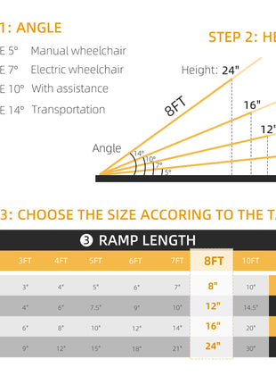 8' Foldable Handicap Ramp for Home, Steps, Doorways, Aluminum Portable Wheelchair Ramp, Textured Threshold Ramp, Silver
