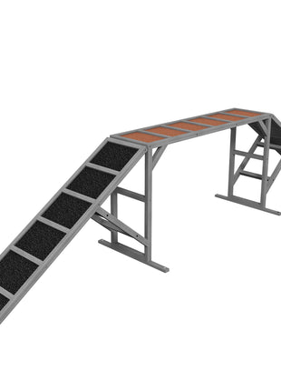 Dog Agility Equipment Ramp with Safety Bar, Non-slip Surface, for Walk and Pause Training, Gray