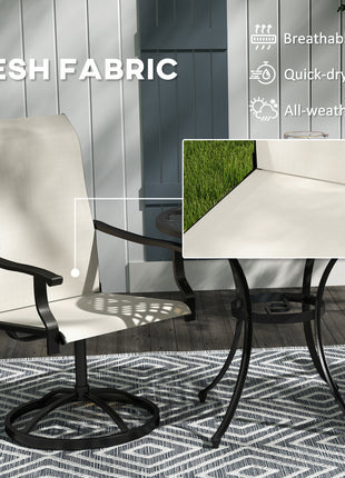 Patio Swivel Chairs Set of 2, High Back Patio Dining Chairs with All-Weather Mesh for Backyard, Lawn, Garden, Beige