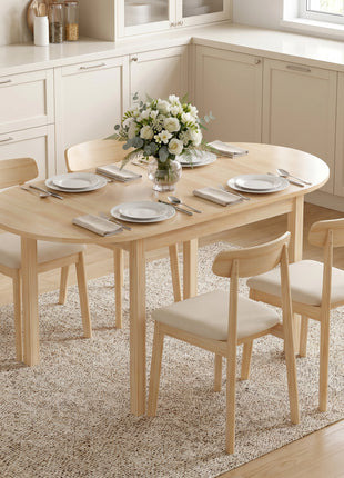 55" Wood Kitchen Table, Drop Leaf Tables for Small Spaces, Natural