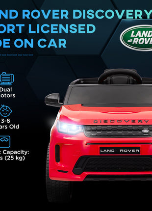 Land Rover Discovery Sport Licensed 12V Kids Ride on Car with Remote Control Soft Start, LED Lights, Red