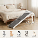 Dog Ramp Foldable with Non-slip Carpet Top Platform, Gray, White