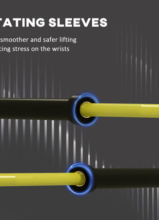 7.2ft Weight Bar, Olympic Bar with Rotating Sleeves, Non-Slip Knurling Grip, 1500lbs Weight Capacity, Yellow