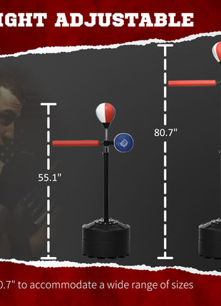 Free Standing Boxing Bag with Stand, Punching Speed Bag Reaction Bar Challenge with Suction Cups, 64-81in Adjustable Height for Teenagers and Adults, Multi