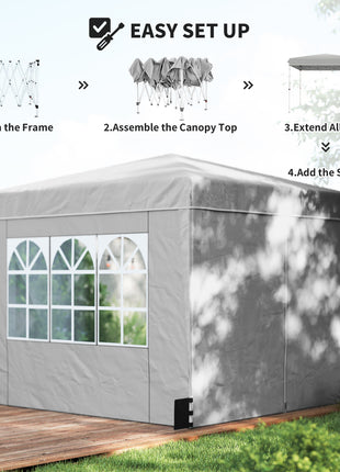 10 x 10 ft Pop Up Canopy Tent with Sidewalls, UPF50+ Outdoor Portable Instant Canopy Shelter with Carry Bag, Light Gray