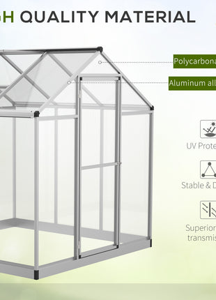 6' L x 6' W Walk-In Polycarbonate Greenhouse with Roof Vent for Ventilation & Rain Gutter for Winter