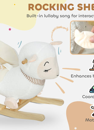Baby Rocking Horse, Sheep Rocking Horse with Lullaby Song for Toddlers 18–36 Months, White