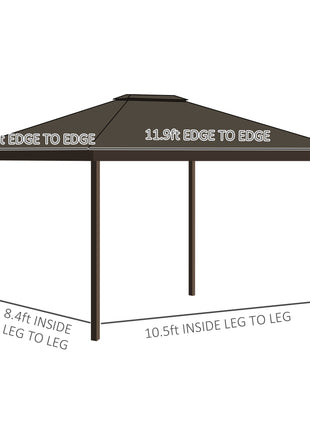 11.9" x 9.8" Hardtop Gazebo with Curtains Netting, Metal Roof Gazebo Canopy with Aluminum Frame and Top Hook, Cream