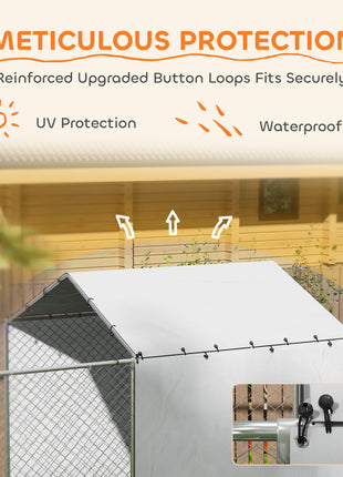 Galvanized Chain Link Large Outdoor Dog Kennel with Waterproof & UV-Resistant Cover, for M&L Dogs, 19.7' x 7.5' x 7.5'