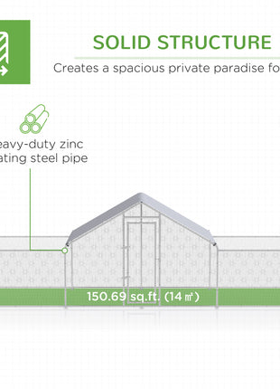 23' x 6.6' Large Chicken Coop with Weather-Resistant Cover for 12-14 Chickens, Silver
