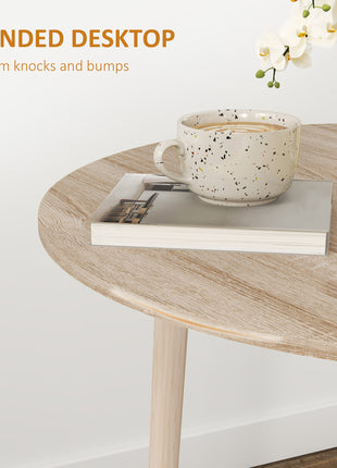Folding Dining Table, Round Drop Leaf Kitchen Table for Small Spaces with Wood Legs, Oak Color