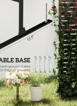 Decorative Privacy Fence Screen, Metal Outdoor Privacy Screen Climbing Plant Trellis with Stand, 78" H x 48" W, Black