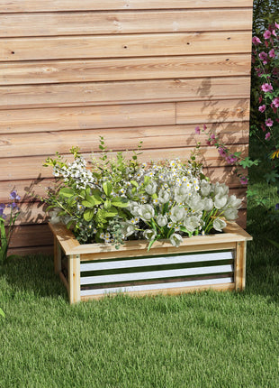 Raised Garden Bed, Planter Box, Metal and Wood Combined, for Growing Flowers, Herbs and Vegetables