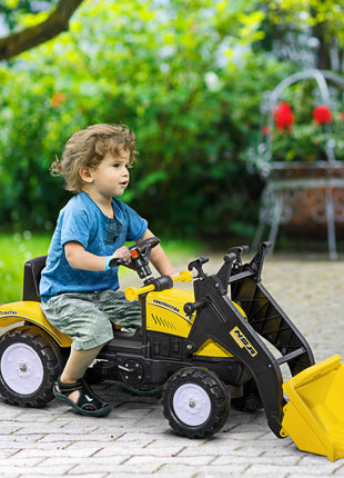 Kids Ride on Excavator, Pedal Go Kart with Front Loader Digger for 3 Year Old, Yellow