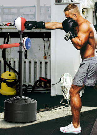 Free Standing Boxing Bag with Stand, Punching Speed Bag Reaction Bar Challenge with Suction Cups, 64-81in Adjustable Height for Teenagers and Adults, Multi