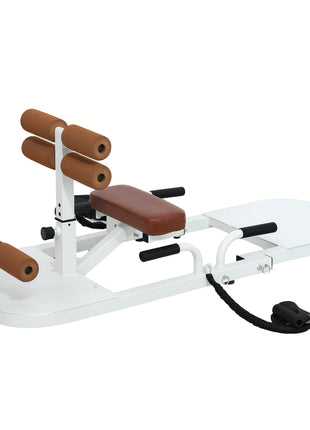 Foldable Sissy Squat Machine, Hip Thrust Machine with Push Up Stand, Multipurpose Glute Workout Equipment, White
