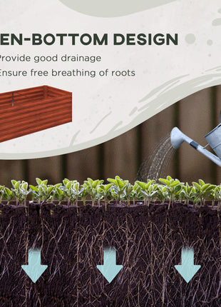 Galvanized Raised Garden Bed, Steel Outdoor Planters with Reinforced Rods, 71" x 36" x 23", Dark Brown
