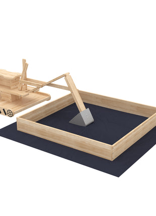 Wooden Sandbox with Digger, Kids Sandbox with 360° Rotating Seat & Bottom Liner, 72" x 35" x 22"