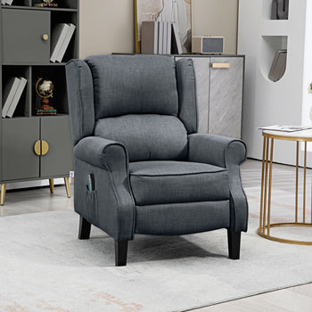 Vibrating Massage Recliner Chair with Heat, Wingback Push Back Reclining Chair for Living Room, Charcoal Gray