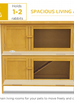 Wooden Bunny Hutch with Ramp, Indoor/Outdoor, Yellow