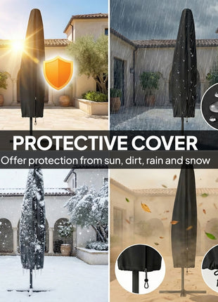 10 ft Offset Patio Umbrella with Cover, Hanging Cantilever Umbrella with 360° Rotation, Crank Handle, Tilt, Sky Blue
