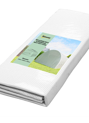 19.7' x 9.8' x 6.6' Plastic Greenhouse Cover Replacement, Heavy Duty Waterproof Tarp for Hoop House, Sheeting with 12 Windows, Door & Reinforcement Grid, White