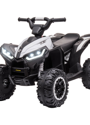 12V Kids ATV Quad Car with Forward & Backward Function, Four Wheeler for Kids with Wear-Resistant Wheels, Music, Up to 3.7 MPH, Electric Ride-on ATV for Toddlers Ages 3+ Years Old, White