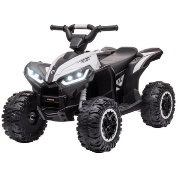 12V Kids ATV Quad Car with Forward & Backward Function, Four Wheeler for Kids with Wear-Resistant Wheels, Music, Up to 3.7 MPH, Electric Ride-on ATV for Toddlers Ages 3+ Years Old, White