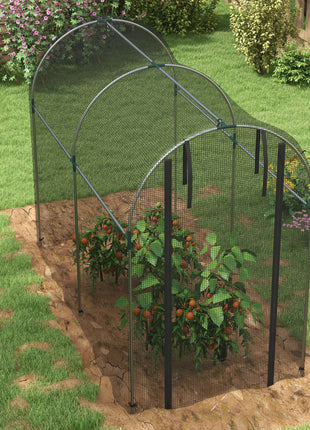Galvanized Steel Crop Cage, Plant Protection Tent with Zippered Door, 4' x 8', Black