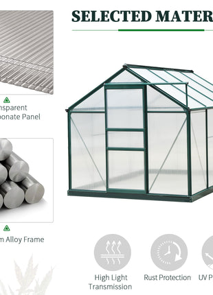6x8 Greenhouse Polycarbonate Heavy Duty Patio Backyard, Dark Green