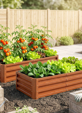 Galvanized Raised Garden Bed, 4' x 2' x 1' Metal Planter Box, for Growing Vegetables, Flowers, Herbs, Succulents, Brown