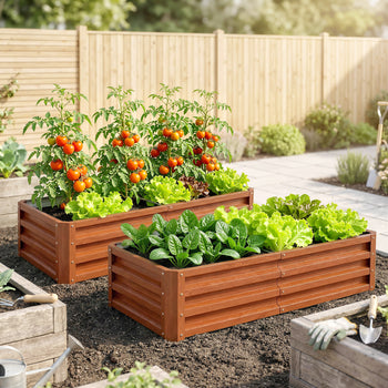 Galvanized Raised Garden Bed, 4' x 2' x 1' Metal Planter Box, for Growing Vegetables, Flowers, Herbs, Succulents, Brown