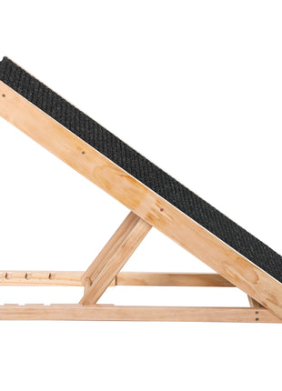 Elevated Dog Ramp for Bed, Foldable and Height Adjustable Pet Ramp for Cats with Non-Slip Finish, Pine 35.5" L x 16" W x 24" H, Black