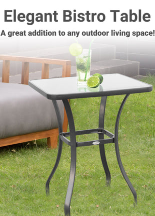 27" Square Bistro Table Garden Dining Table Outdoor Tempered Glass Table