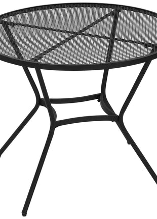 35" Round Outdoor Patio Bistro Dining Table, French Cafe Style, Conversation Space, Fast Drying Metal Mesh Tabletop for Garden, Backyard, Poolside, Black
