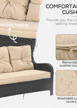 3-Seater Outdoor Sofa w/ 4" Thick Cushions, Outdoor Couch, Beige