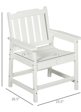 All-Weather Patio Chair, HDPE Patio Dining Chair, Heavy Duty Wood-Like Outdoor Furniture for Garden, Backyard, Deck, Porch, Lawn, White