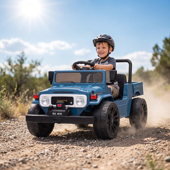Licensed Toyota Pickup Ride on Truck, 24V Kids Electric Car with Dual Motors, Up to 3.7MPH for Kids 3-8 Years Blue