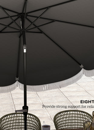 9FT Patio Umbrella, UPF 30+ Outdoor Market Umbrella with Crank, 8 Ribs, Push Button Tilt, Vented for Patio Deck Backyard Lawn, Charcoal Gray