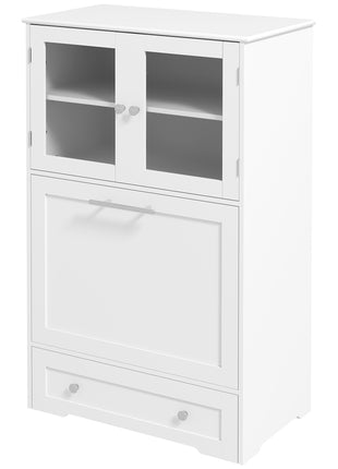 Dog Feeding Station with Two Storage Cabinets, 2 Elevated Dog Bowls, Side Hooks, Anti-tip Kit, for Feeding & Watering