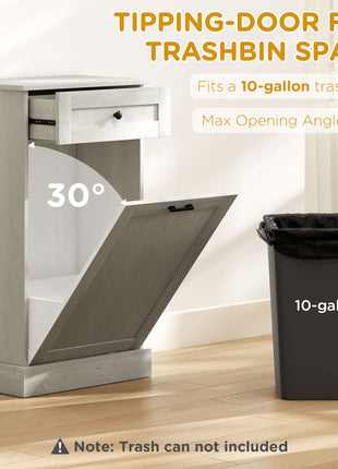 Kitchen Tilt Out Trash Bin Cabinet Free Standing Storage Cabinet with Drawer, Light Gray
