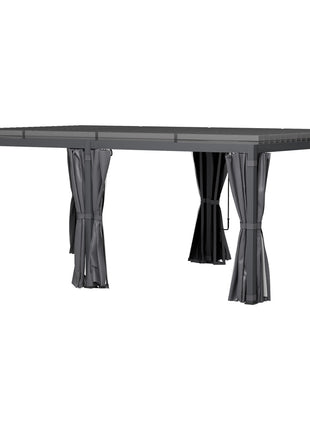 12' x 19' Aluminum Pergola with Adjustable Louvered, Outdoor Pergola with Curtains and Netting, Dark Gray