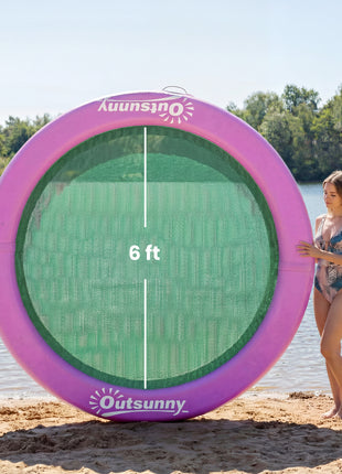 8FT Inflatable Water Hammock Floating Ring, Inflatable Floating Dock Platform for for Lakes, Pools, Oceans, Purple