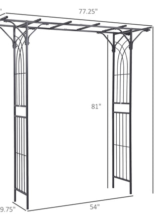 82'' Decorative Metal Garden Trellis Arch with Durable Steel Tubing & Elegant Scrollwork, Perfect for Weddings