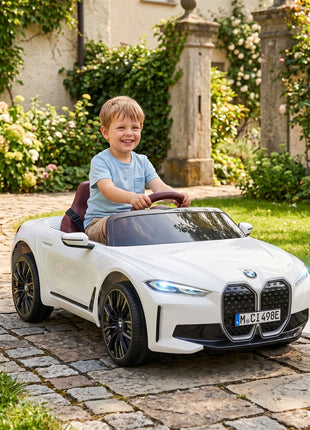 12V Electric Car for Kids with 2.4G Remote Control, Suspension, White