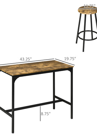 5-Piece Counter Height Bar Table and Chairs Set, Bar Table with Stools, Kitchen Table 4 Chairs, Rustic Brown